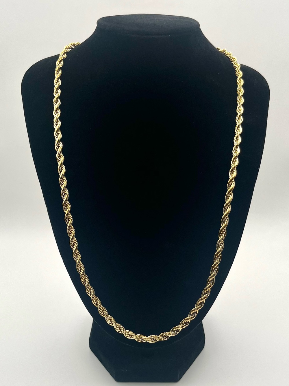 18K Gold PVD Plated 5mm Rope Chain 24” Stainless Steel Necklace